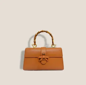 THE CARLTON LADY CLUTCH BAMBOO - BASKET COGNAC*