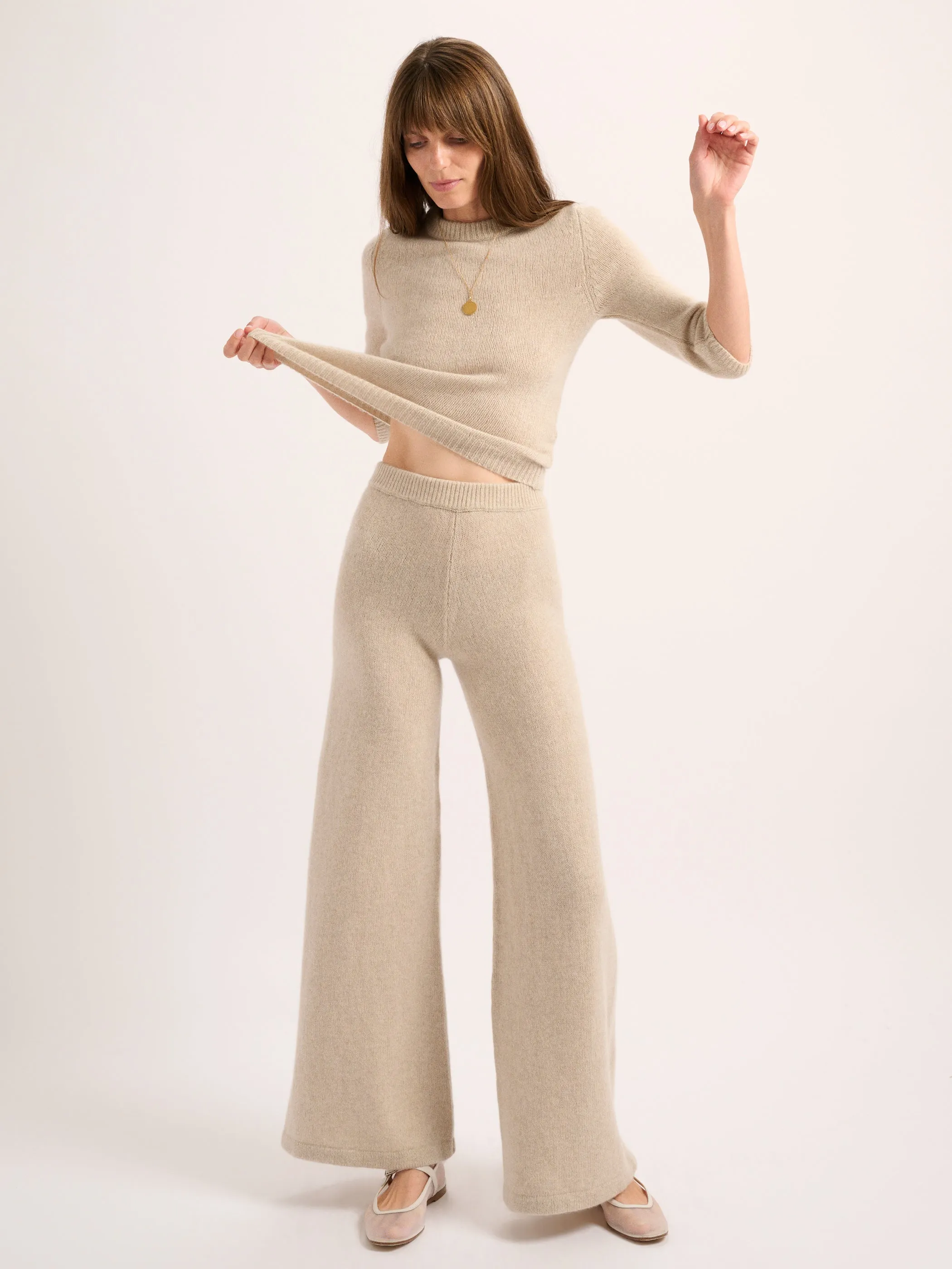 The Ella Elbow Sleeve Sweater in Cashmere