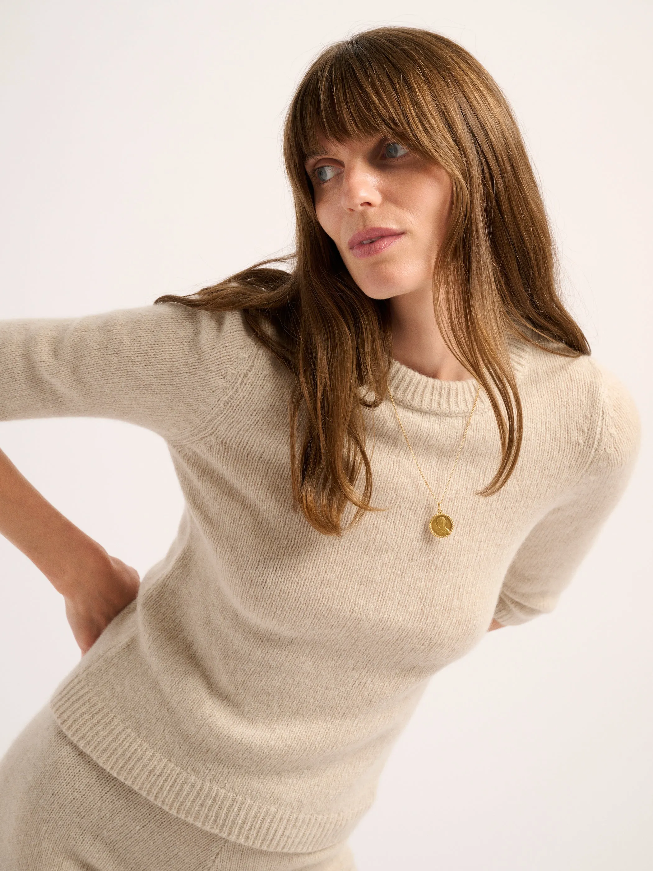 The Ella Elbow Sleeve Sweater in Cashmere