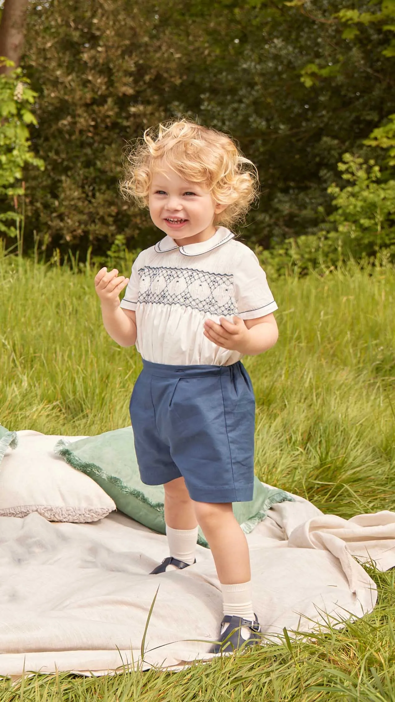 The French Blue Hand Smocked Two-Piece Set Baby Boy Look