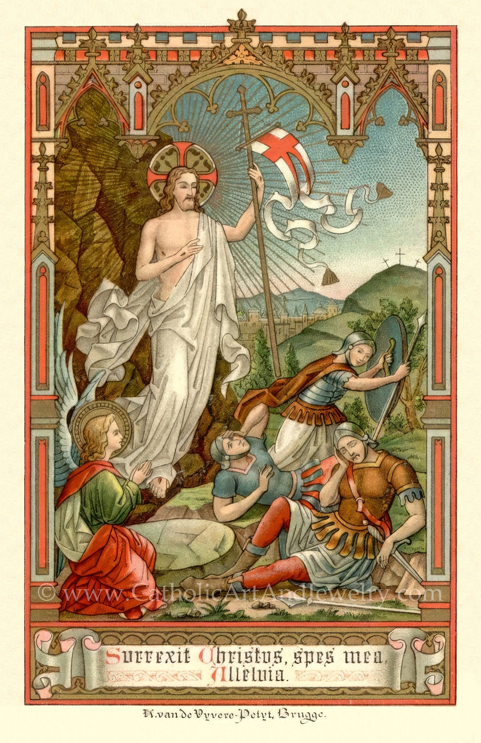 The Risen Christ is Our Hope – Resurrection – Restored Vintage Holy Card – Beuron pack of 10/100/1000