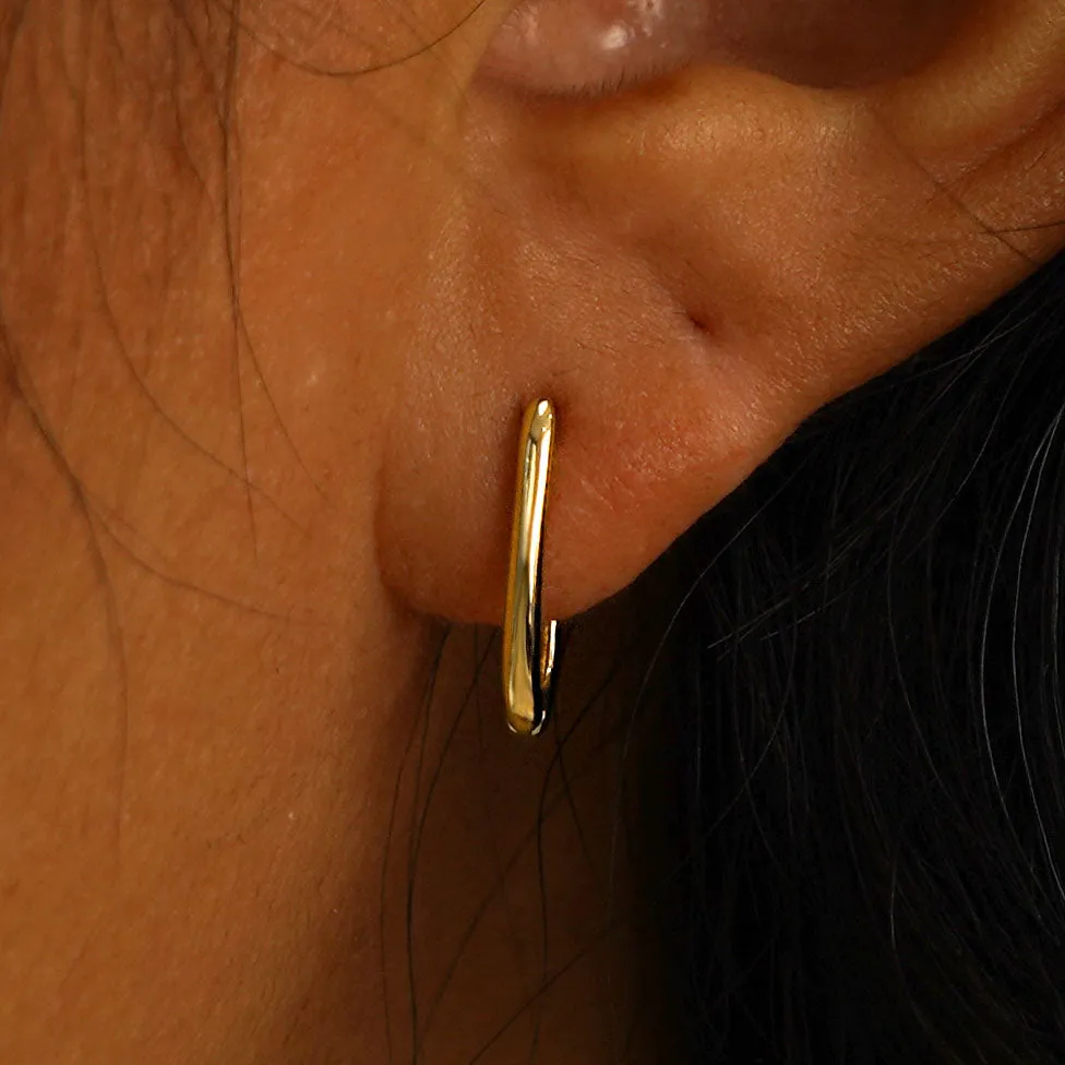 Thin Oval Huggie Hoops