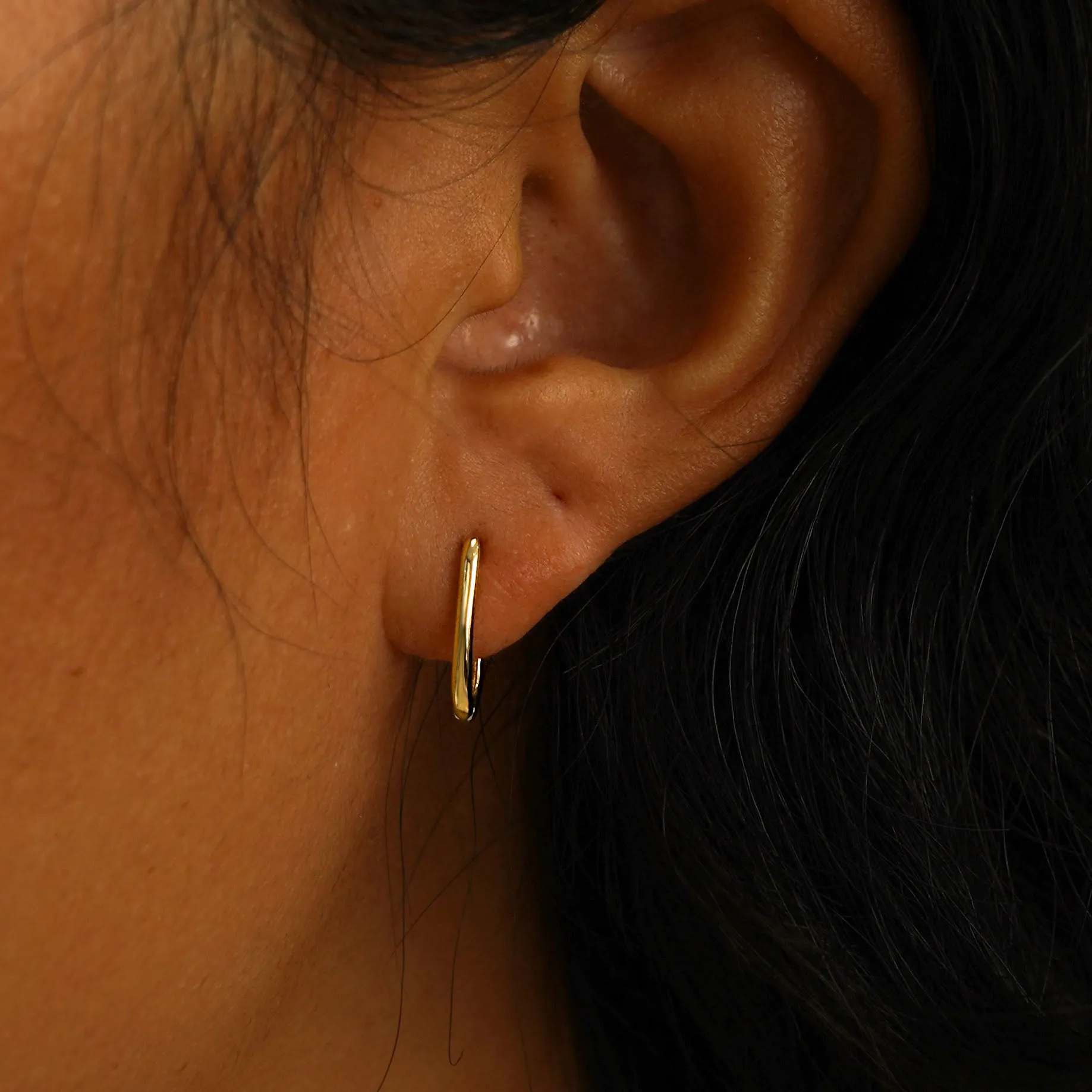 Thin Oval Huggie Hoops