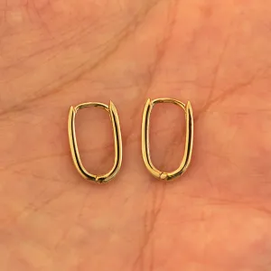 Thin Oval Huggie Hoops