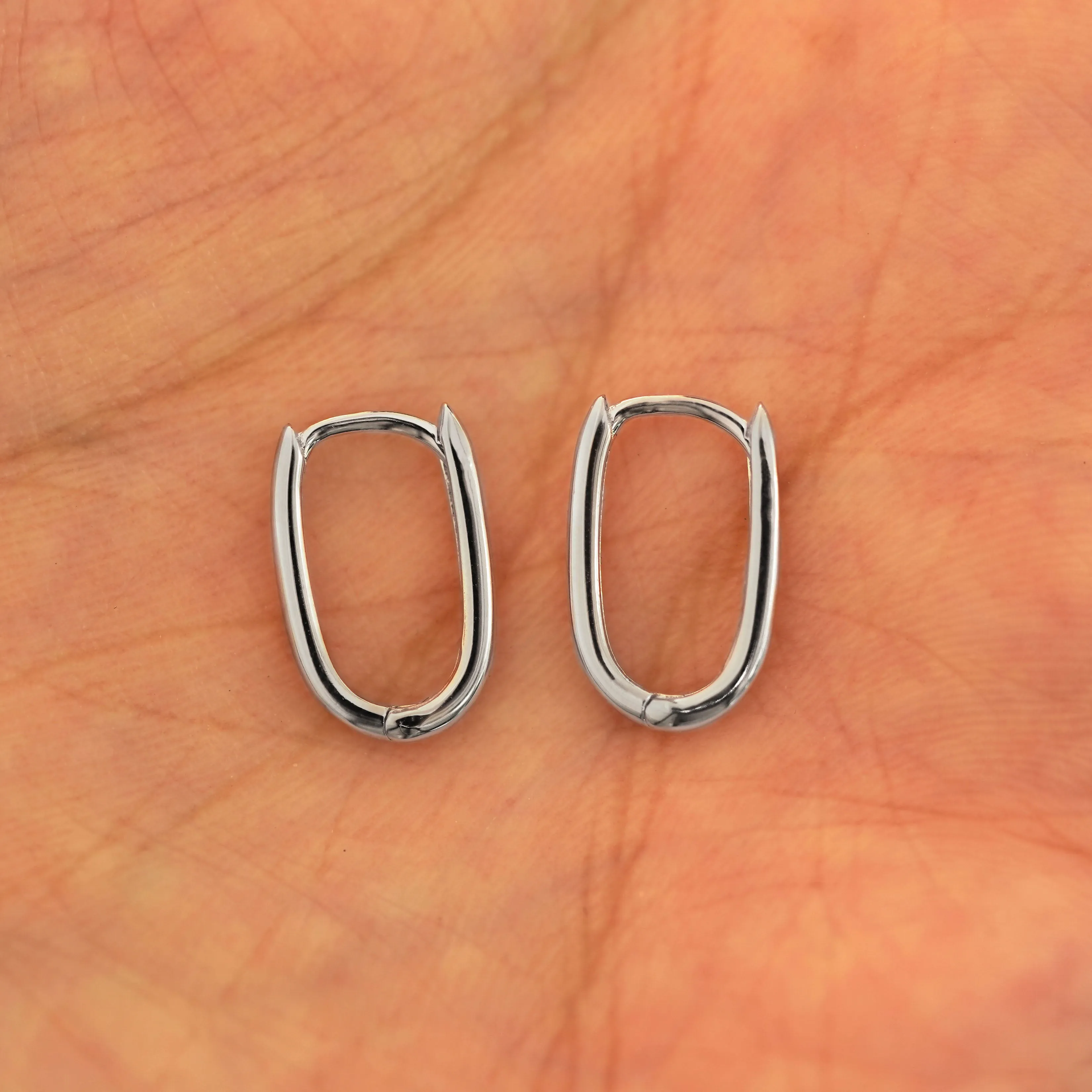 Thin Oval Huggie Hoops