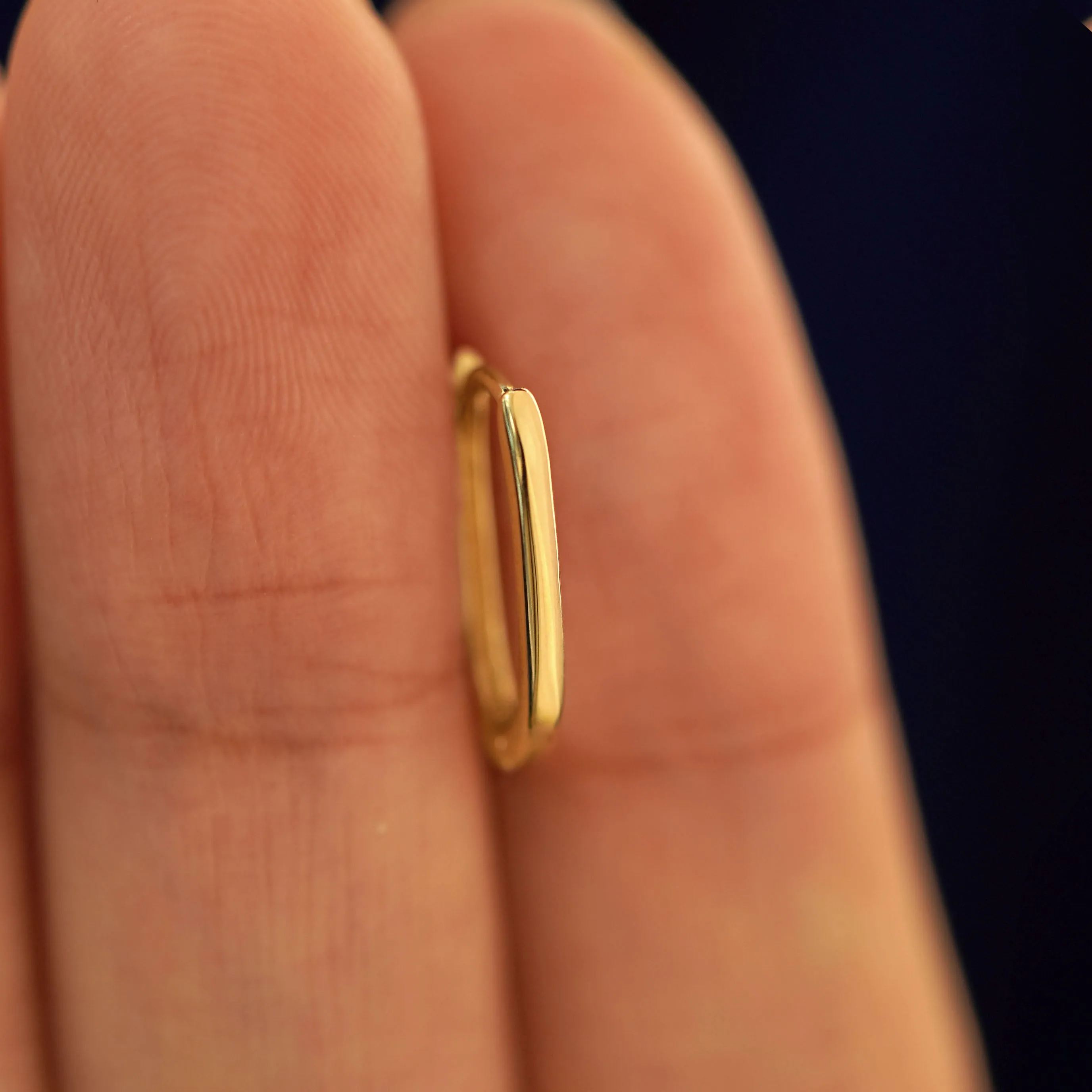 Thin Oval Huggie Hoops