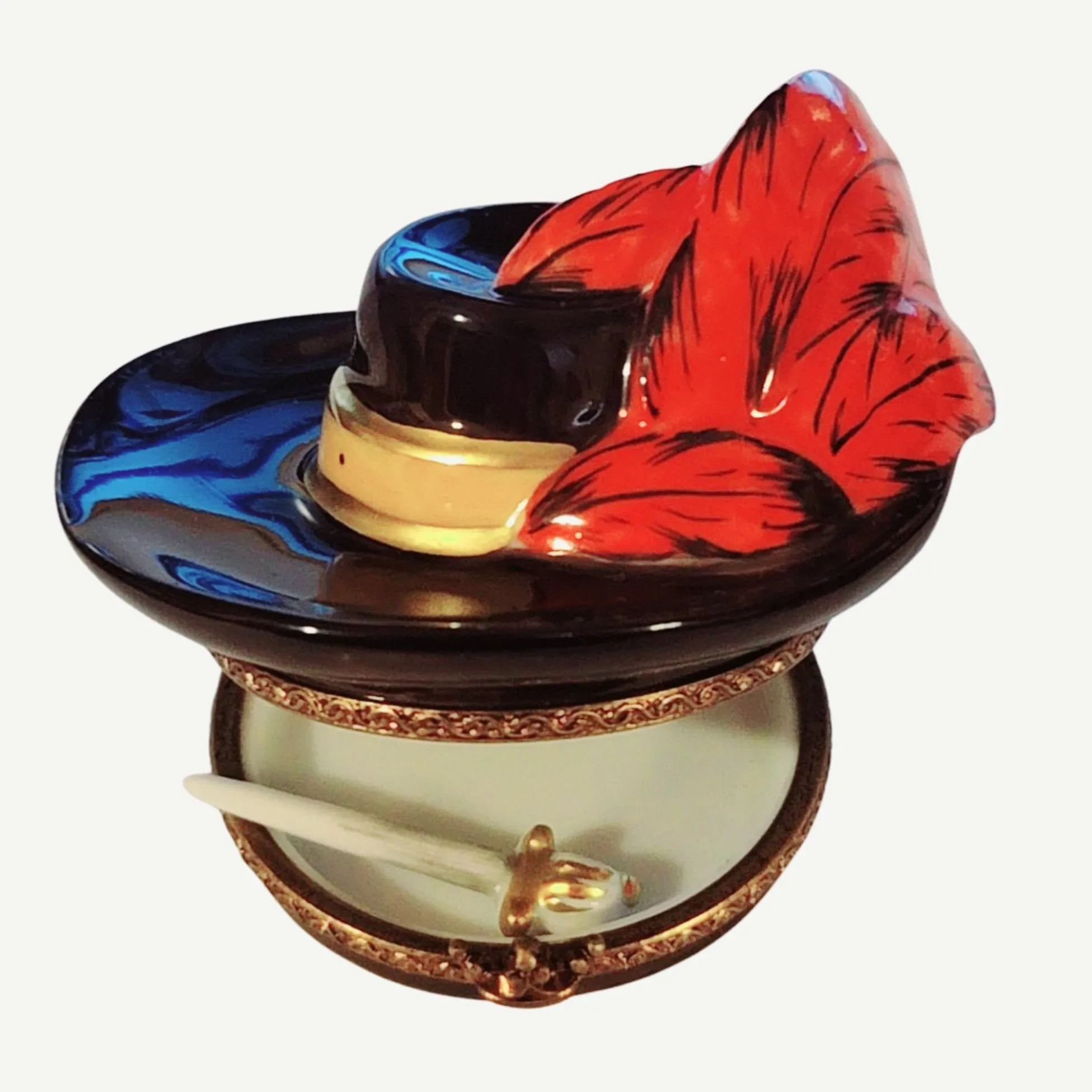 Three Musketeers Black Red Feather Pirate Hat