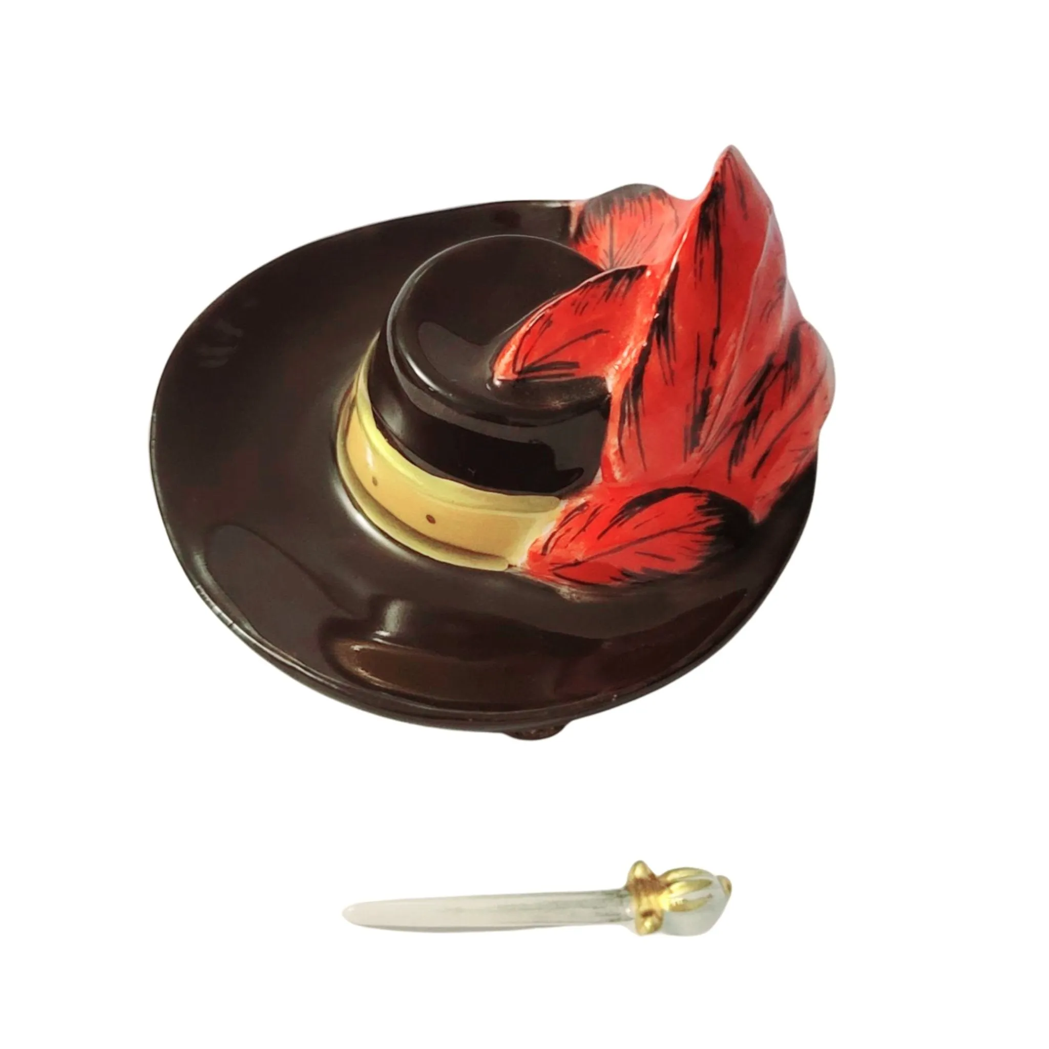 Three Musketeers Black Red Feather Pirate Hat
