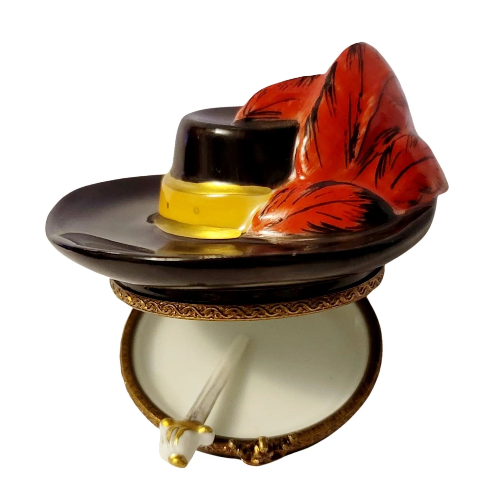 Three Musketeers Black Red Feather Pirate Hat