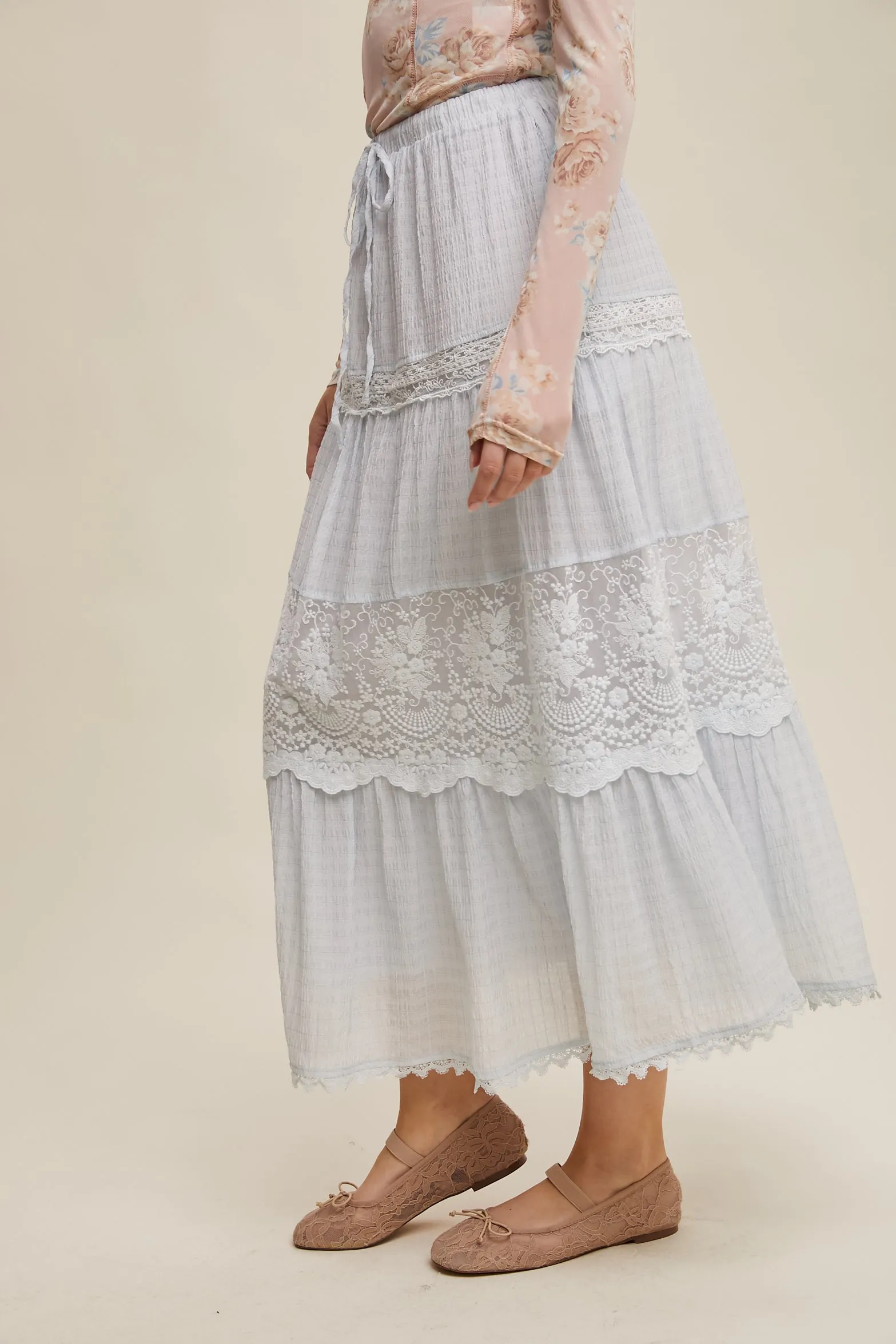 Tiered Lace Maxi Skirt