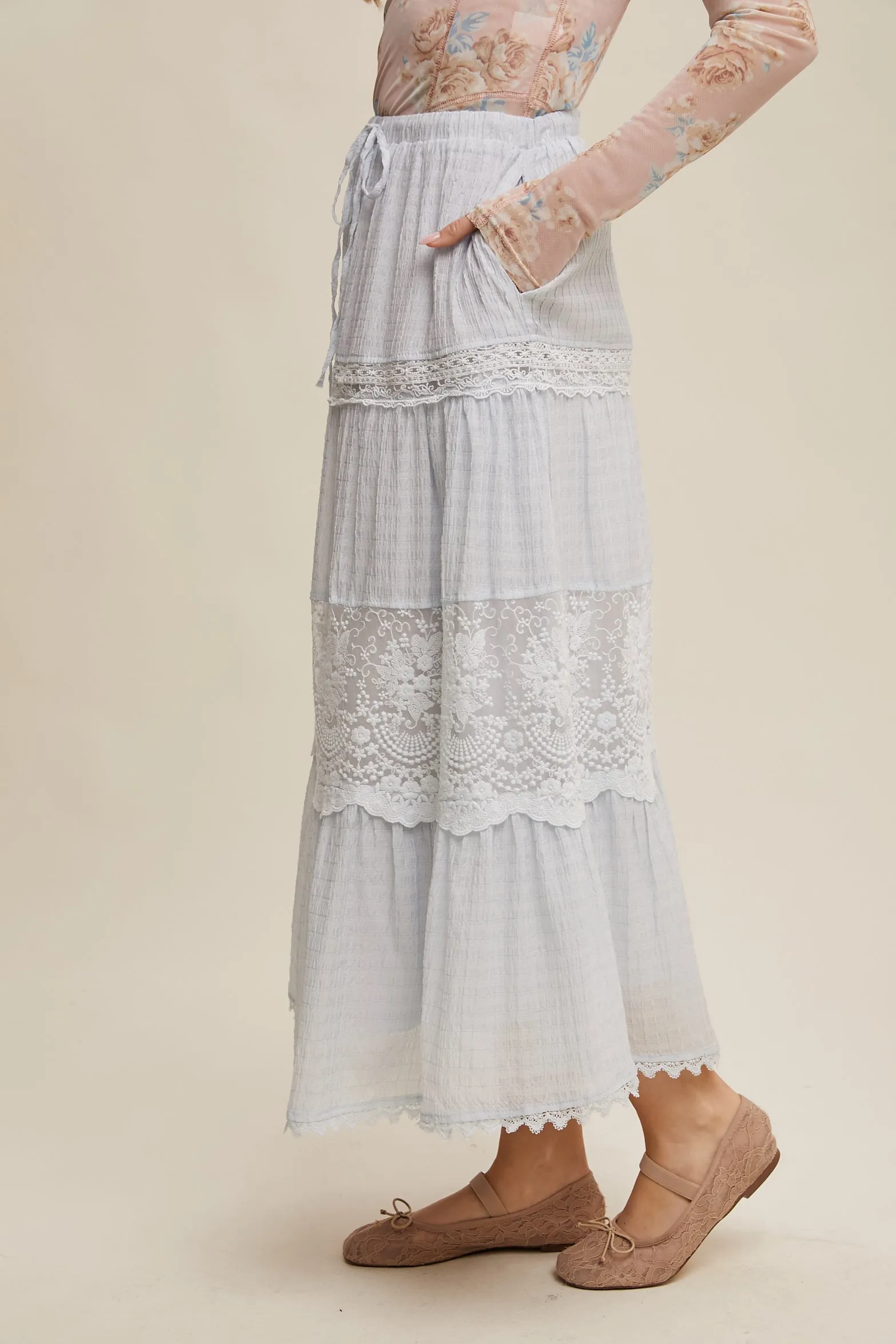 Tiered Lace Maxi Skirt
