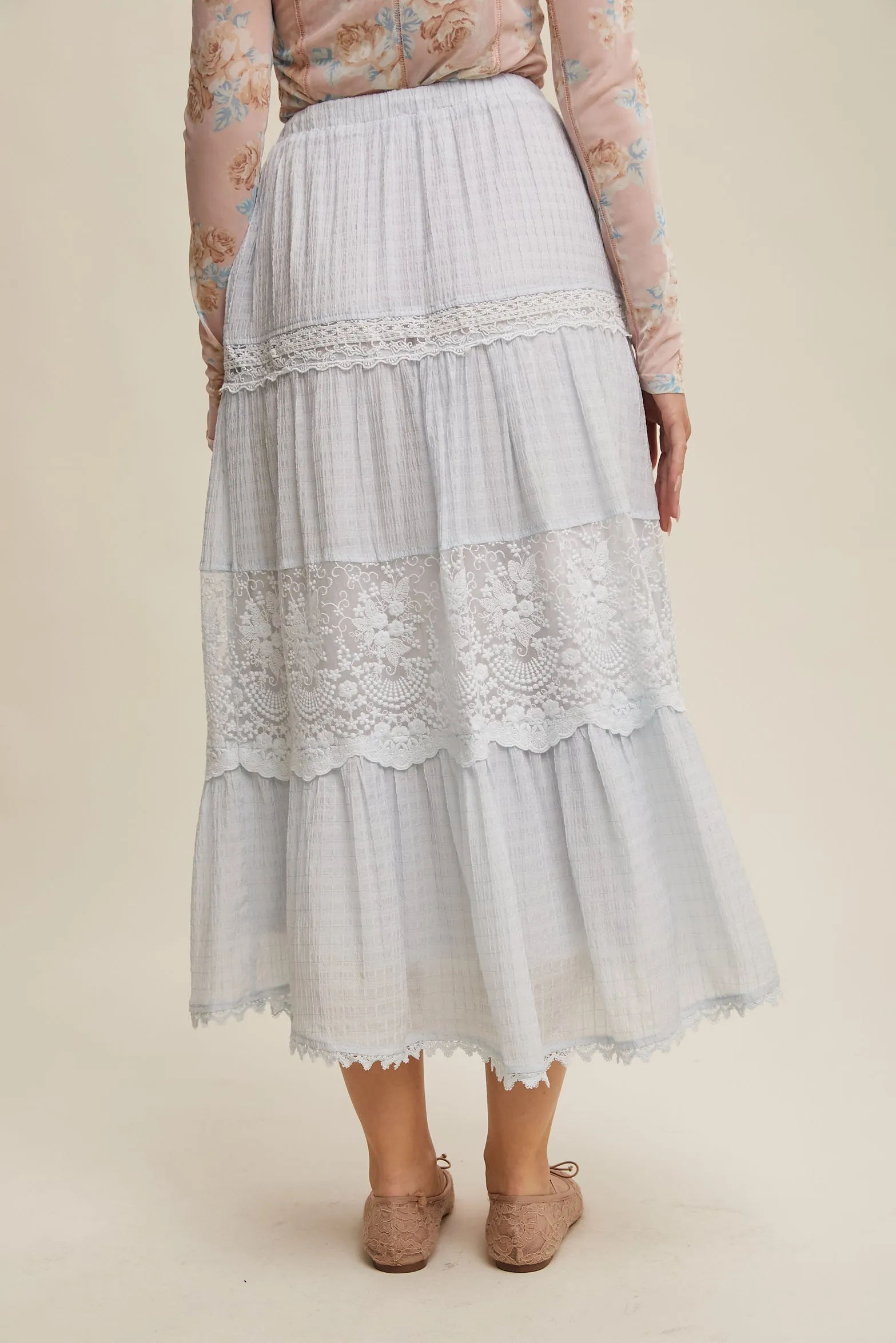 Tiered Lace Maxi Skirt