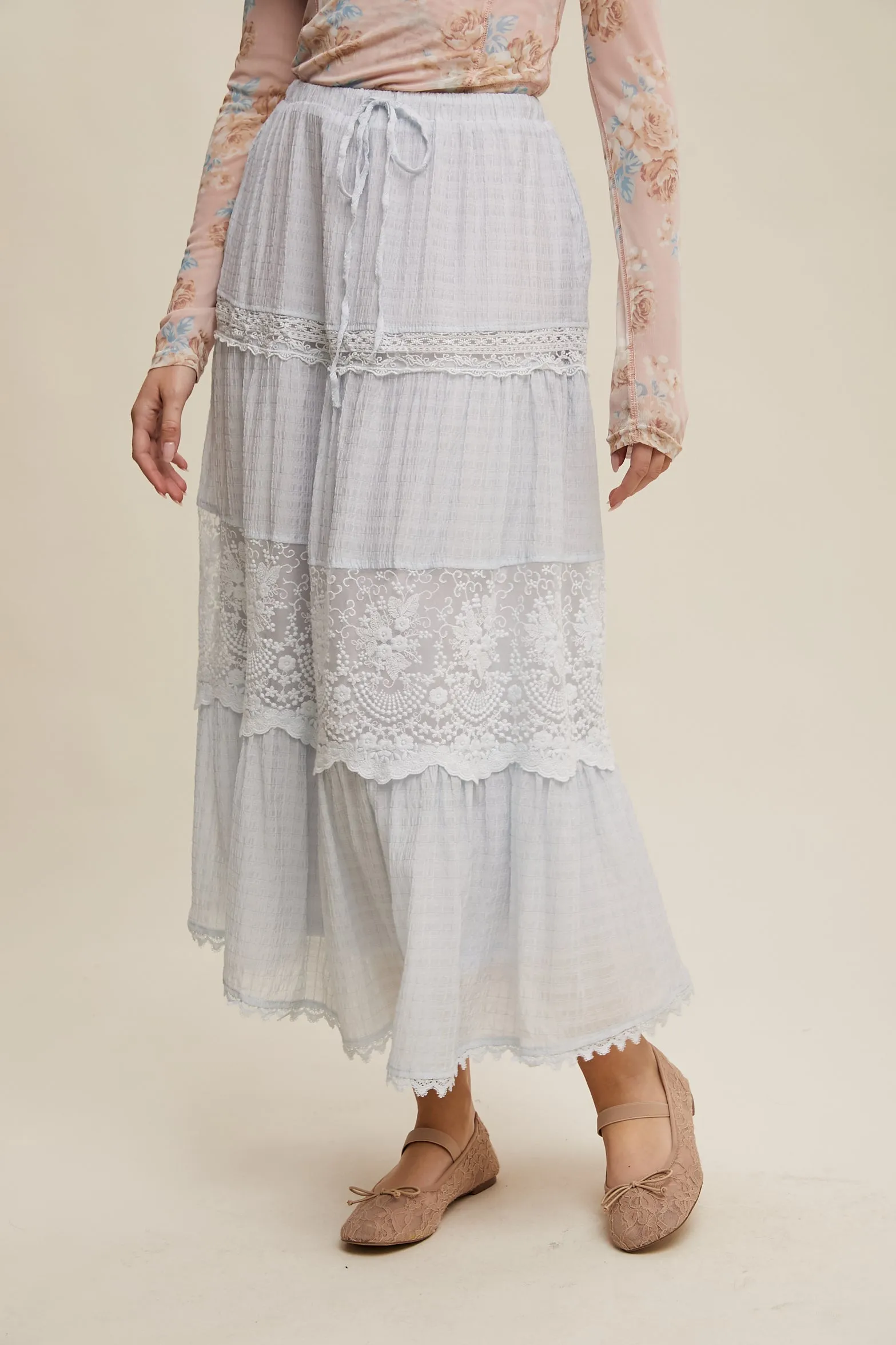 Tiered Lace Maxi Skirt