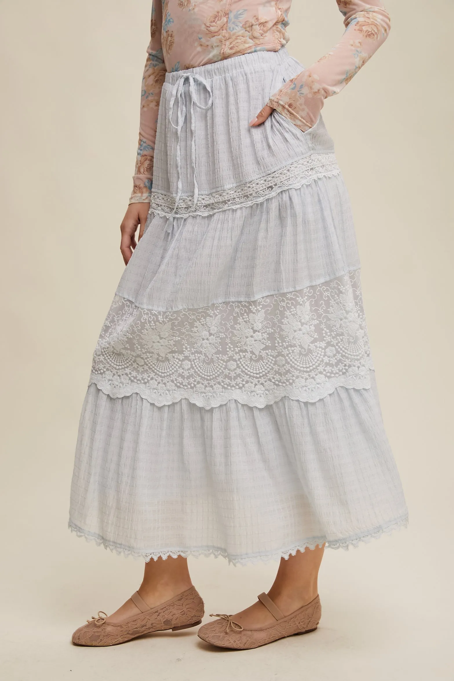 Tiered Lace Maxi Skirt