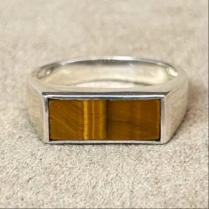 Tiger Eye Bar Ring (Size 12)