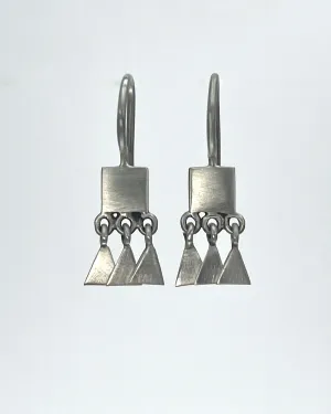 Tiny Square Drops with Triangles Earrings