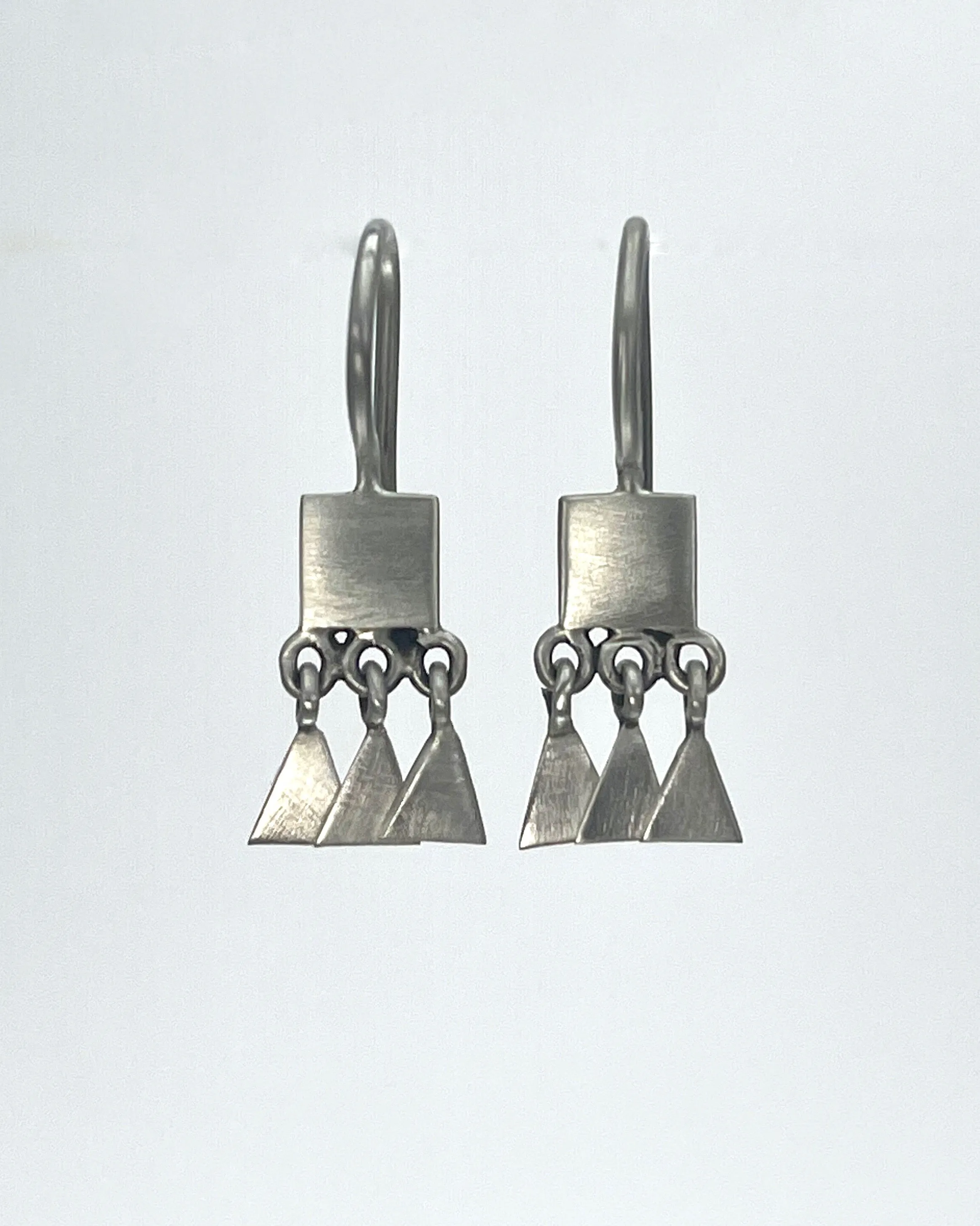 Tiny Square Drops with Triangles Earrings