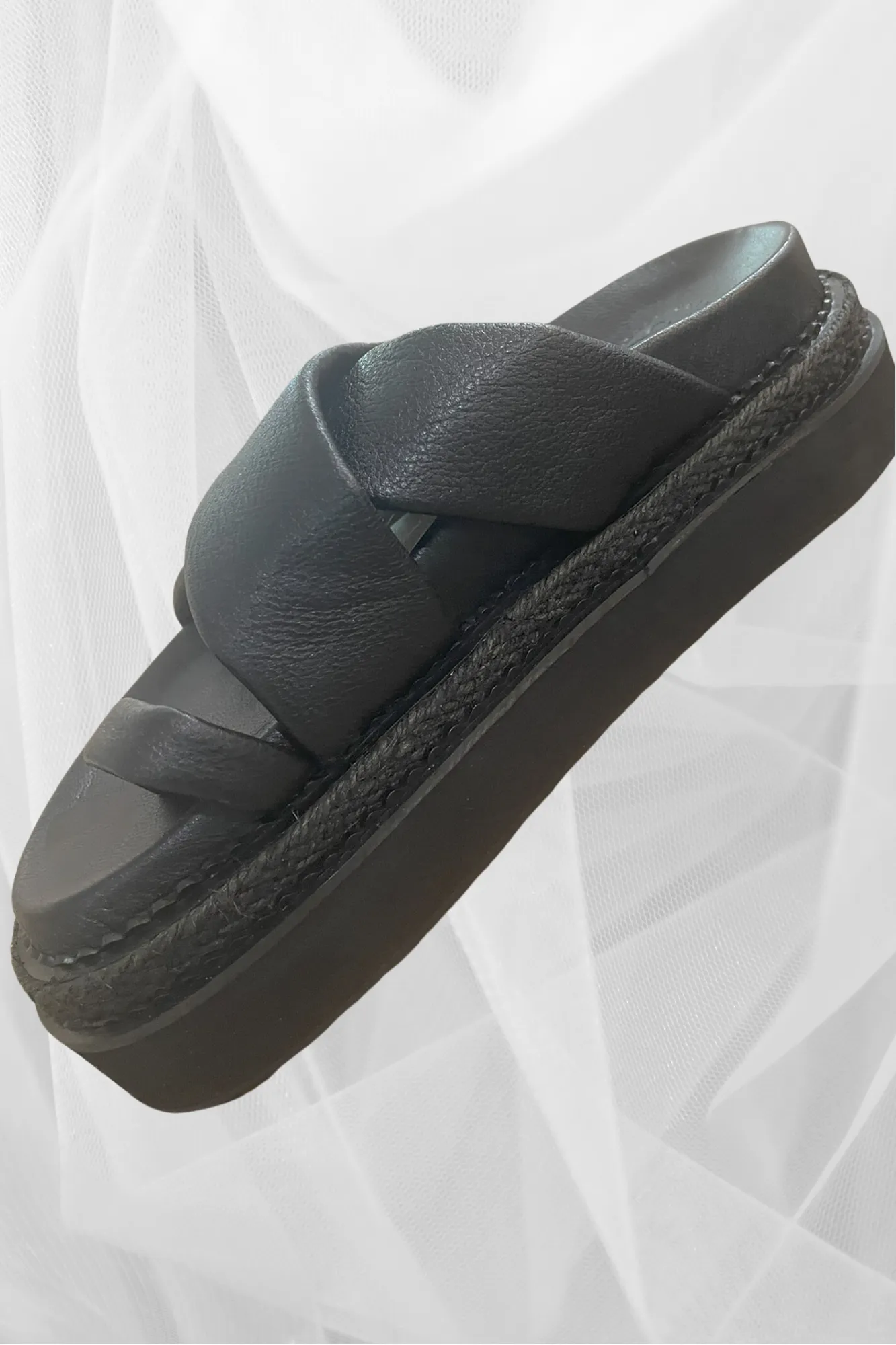 TMB 'Milly' Leather Slides - Black