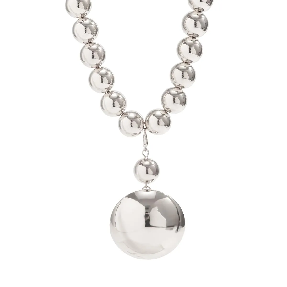 Trendy Chunky Gold Silver Tone Ball Pendant Choker Necklace