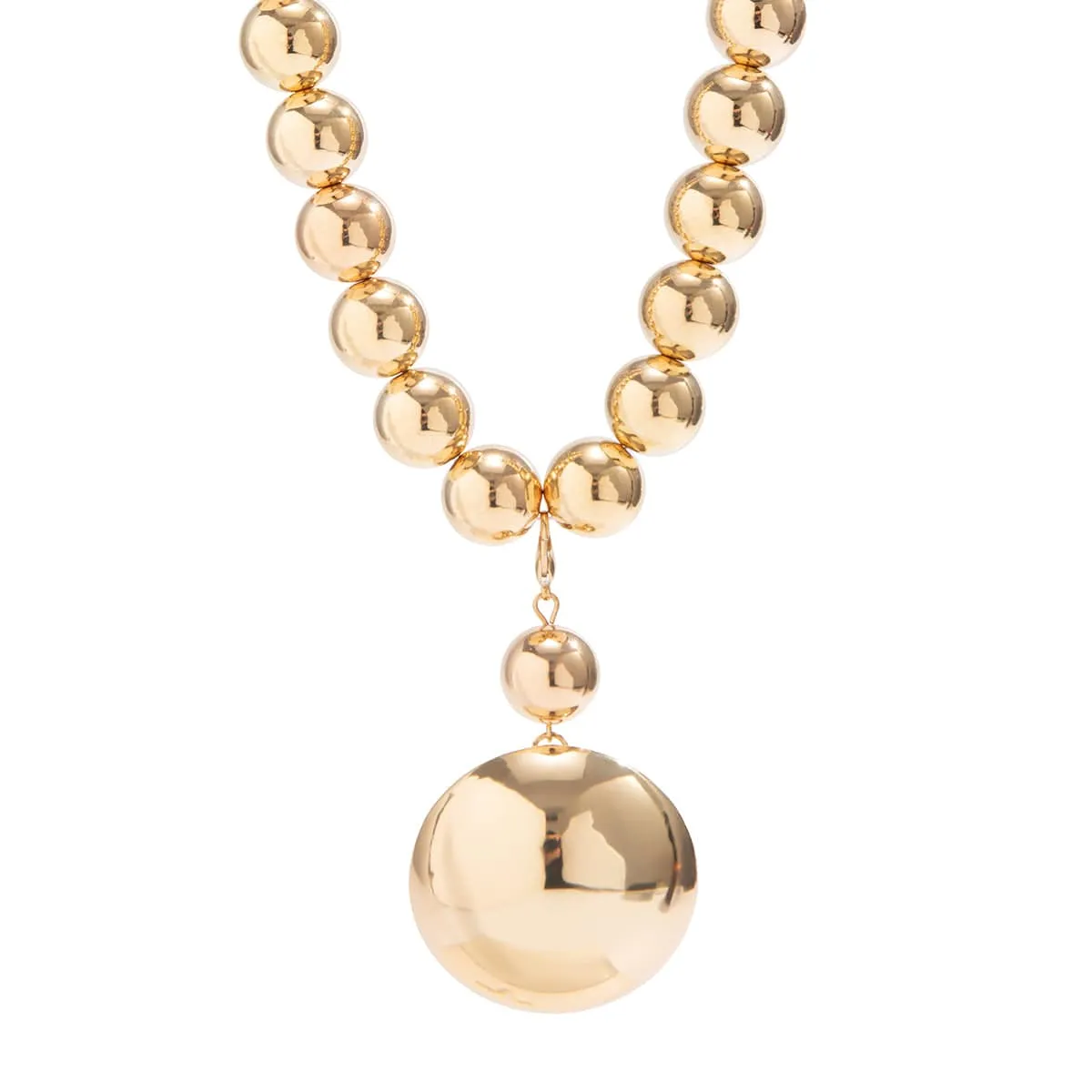 Trendy Chunky Gold Silver Tone Ball Pendant Choker Necklace