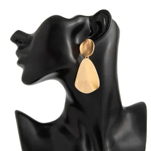Trendy Chunky Gold Silver Tone Hammered Dangle Earrings