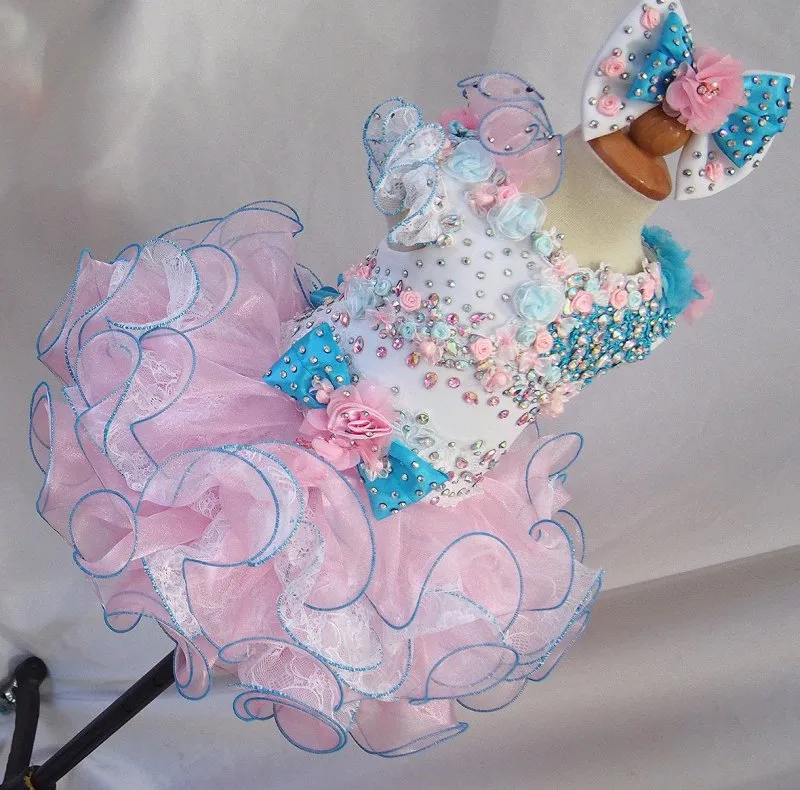 Two pieces Infant/toddler/baby/children/kids/newborn Pageant Dress with Hair bow G102