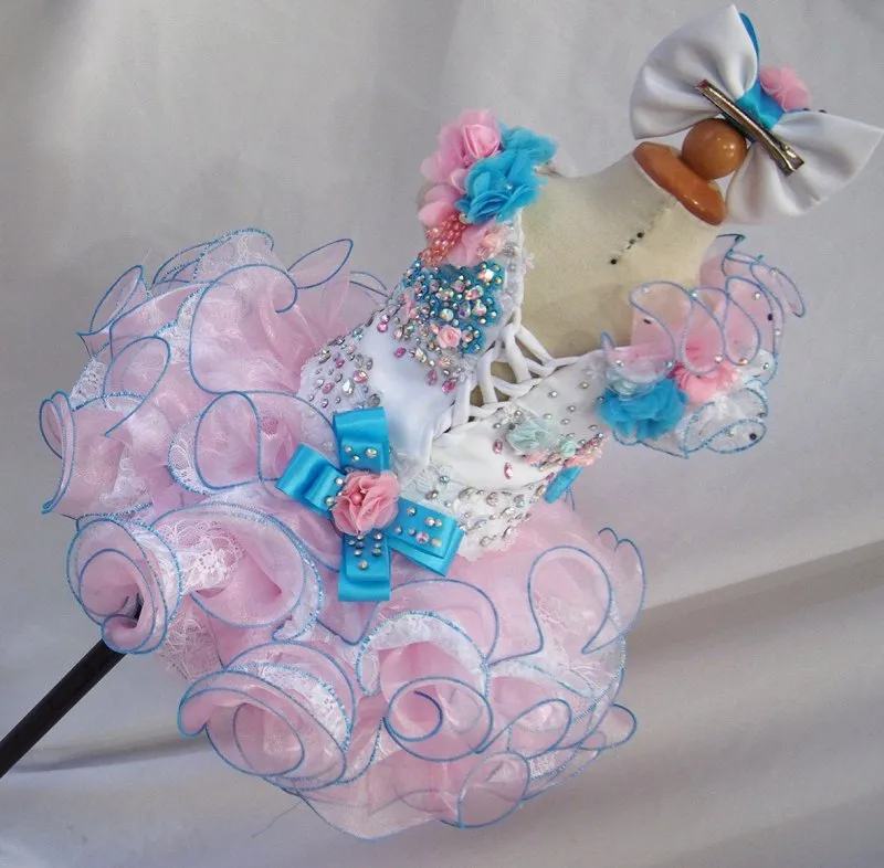Two pieces Infant/toddler/baby/children/kids/newborn Pageant Dress with Hair bow G102