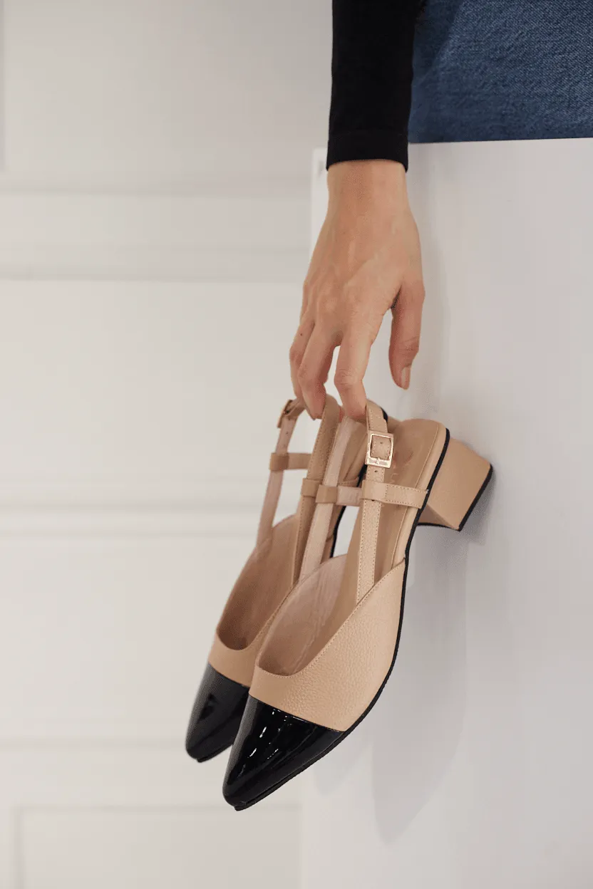 Two-Tone Slingback Heel - Nude/Black