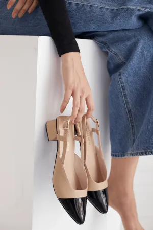 Two-Tone Slingback Heel - Nude/Black
