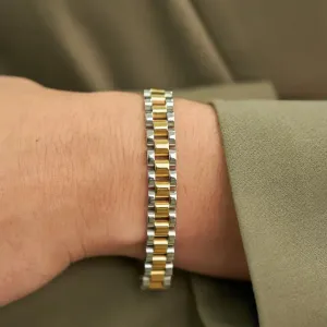 Two-Tone Watch Band Bracelet