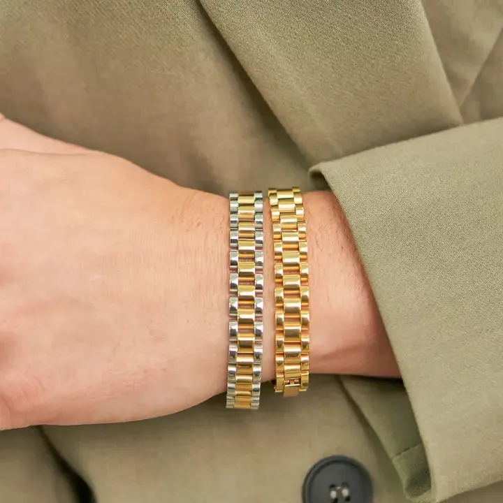 Two-Tone Watch Band Bracelet