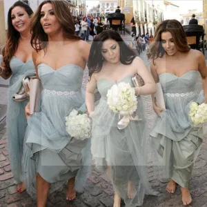 Unique Elegant Sweet Heart Tulle Pretty Women Sleeveless aFashion Inexpensive Long Bridesmaid Dresses, WG77