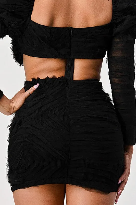 VALENTINE PUFFY SLEEVE MINI DRESS