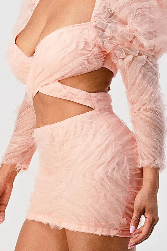 VALENTINE PUFFY SLEEVE MINI DRESS