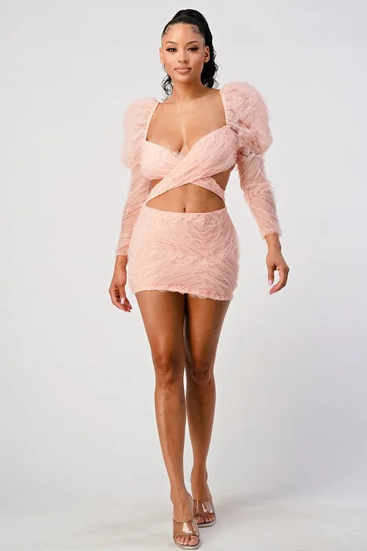 VALENTINE PUFFY SLEEVE MINI DRESS