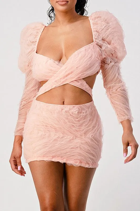 VALENTINE PUFFY SLEEVE MINI DRESS