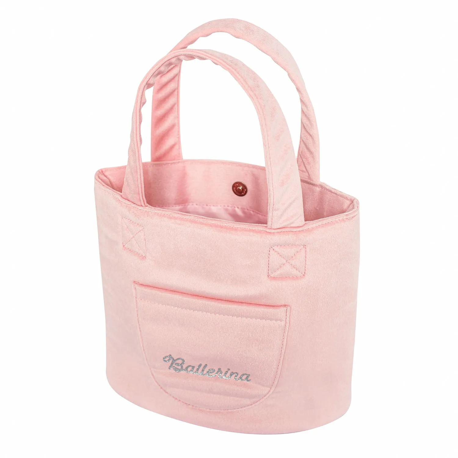 Velvet Ballerina Bucket Bag with Bow in Pink