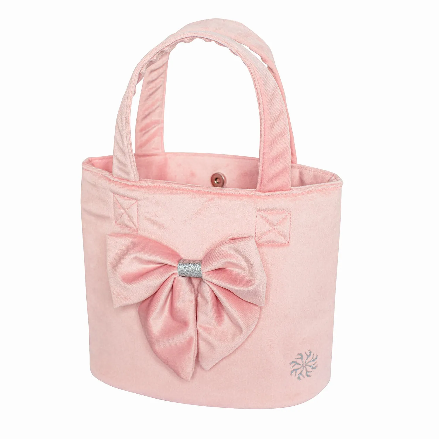 Velvet Ballerina Bucket Bag with Bow in Pink