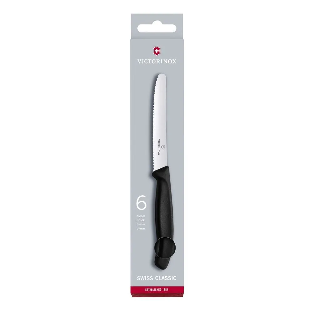 Victorinox Classic Steak & Tomato Round Tip Wavy Edge Knife 6 Piece Set 11cm