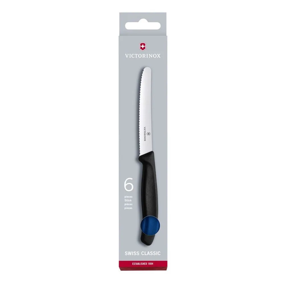 Victorinox Classic Steak & Tomato Round Tip Wavy Edge Knife 6 Piece Set 11cm