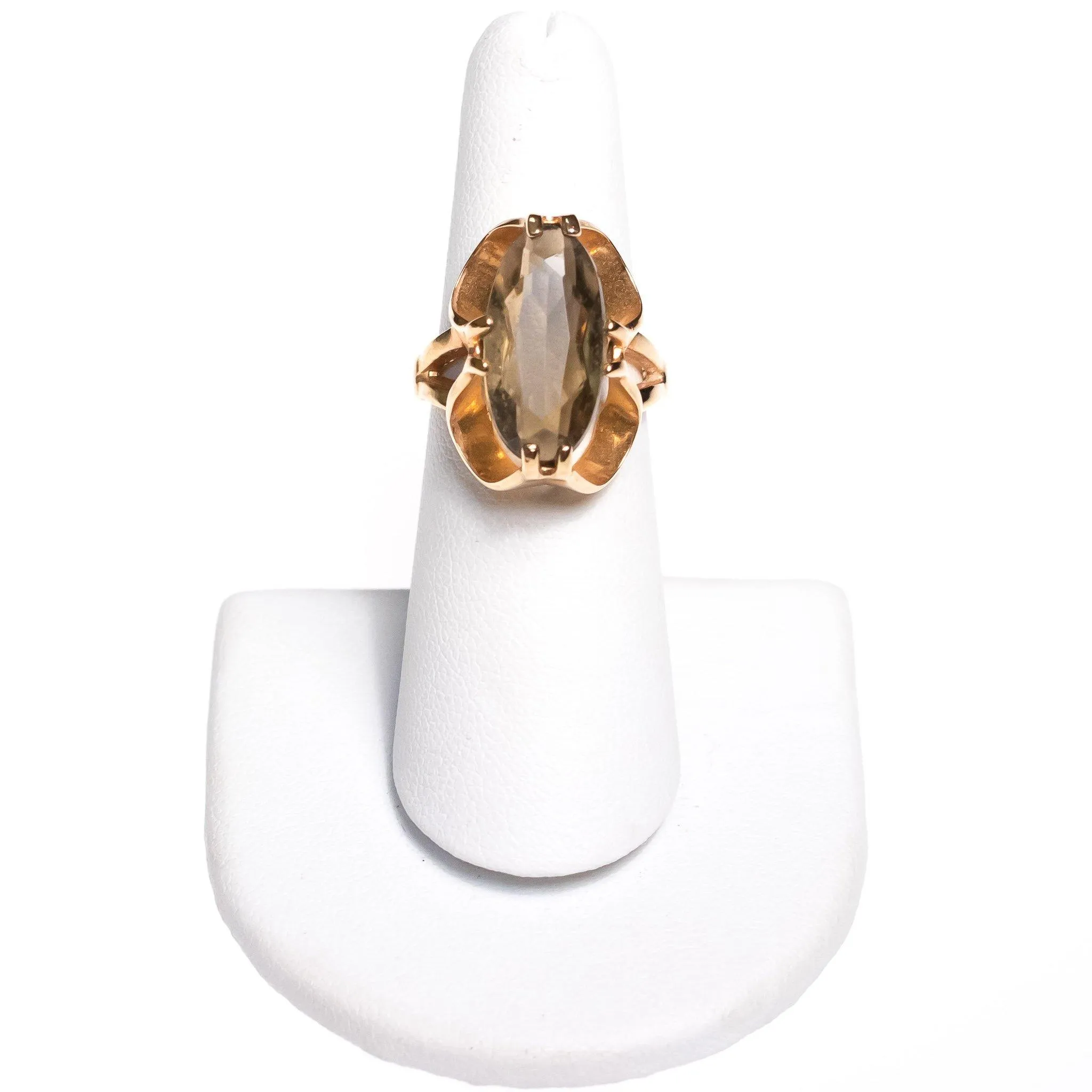 Vintage 1950s Espo Olive Quartz Cocktail Ring