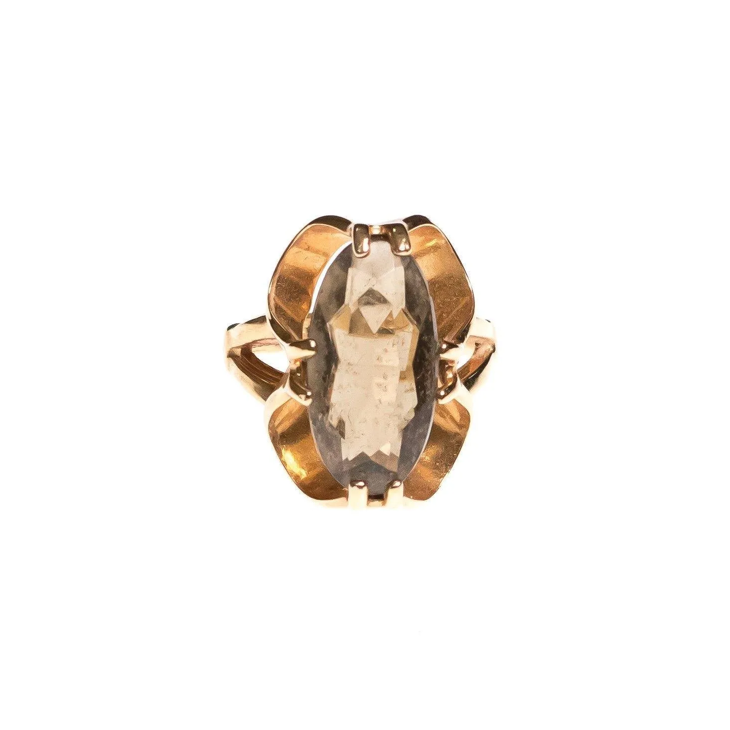 Vintage 1950s Espo Olive Quartz Cocktail Ring