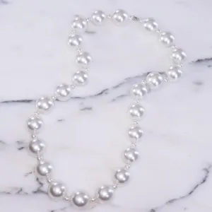 Vintage 1950s Large White Bubble Bead Faux Pearl Necklace