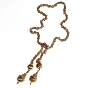Vintage 1960s Monet Bolero Gold Lariat Necklace with Intricate Detailing