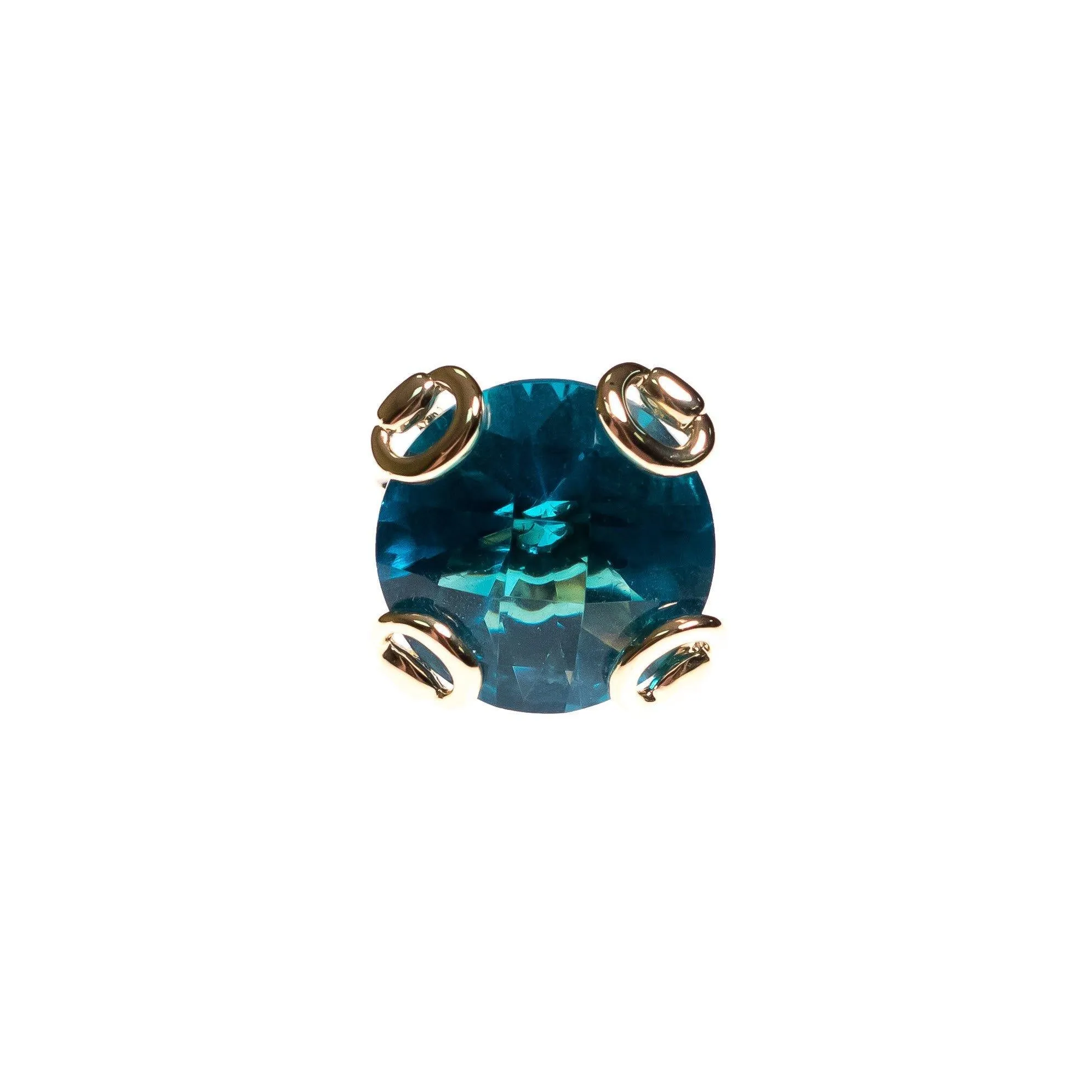 Vintage Blue Crystal Cocktail Statement Ring in Elegant Gold Tone Setting