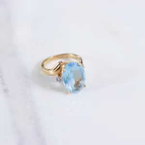Vintage Blue Crystal Cocktail Statement Ring