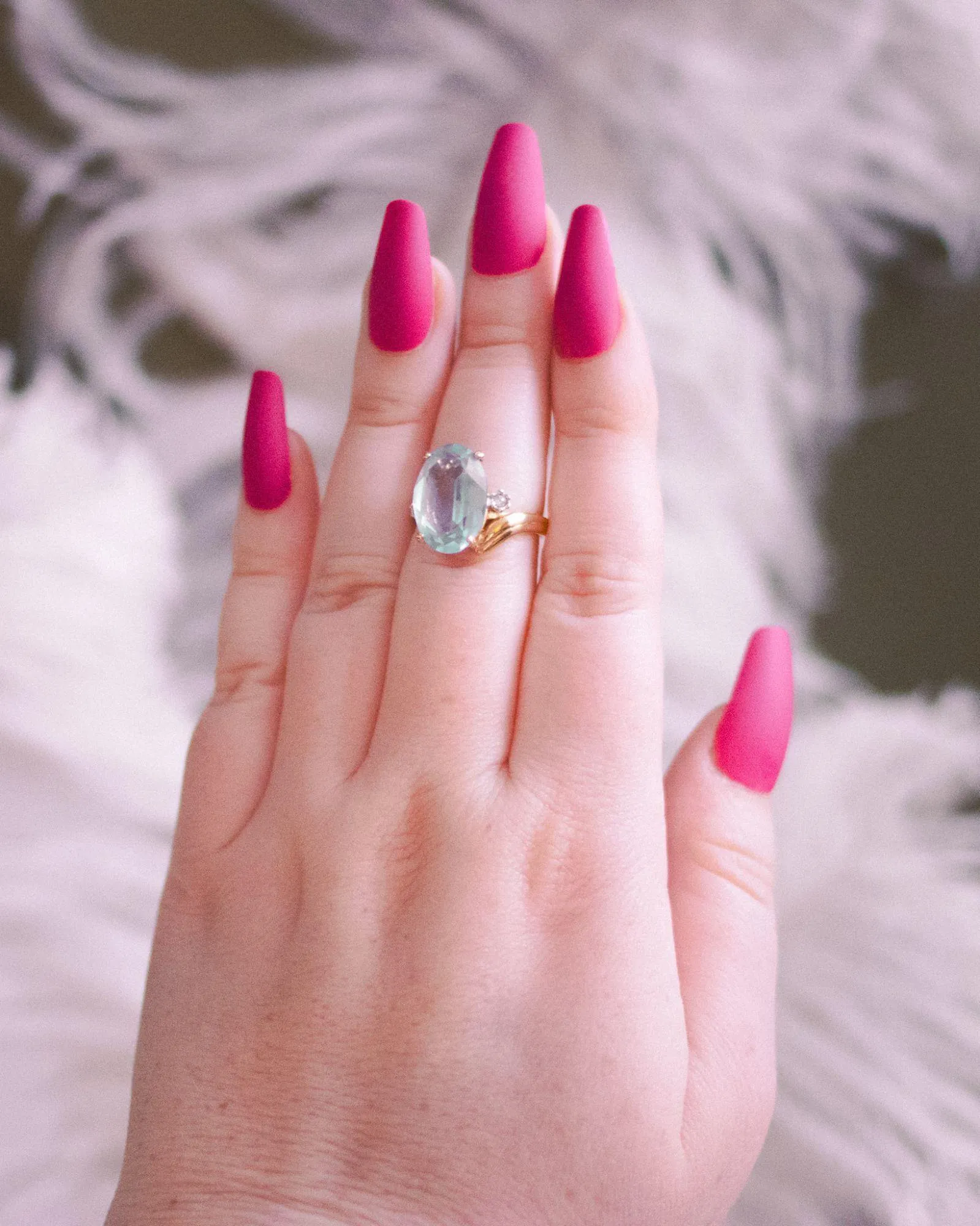 Vintage Blue Crystal Cocktail Statement Ring