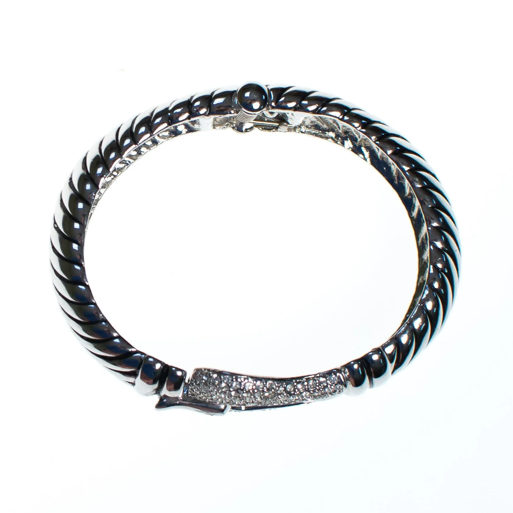 Vintage Cable Buckle Bracelet with Pave Diamante Crystal Clasp