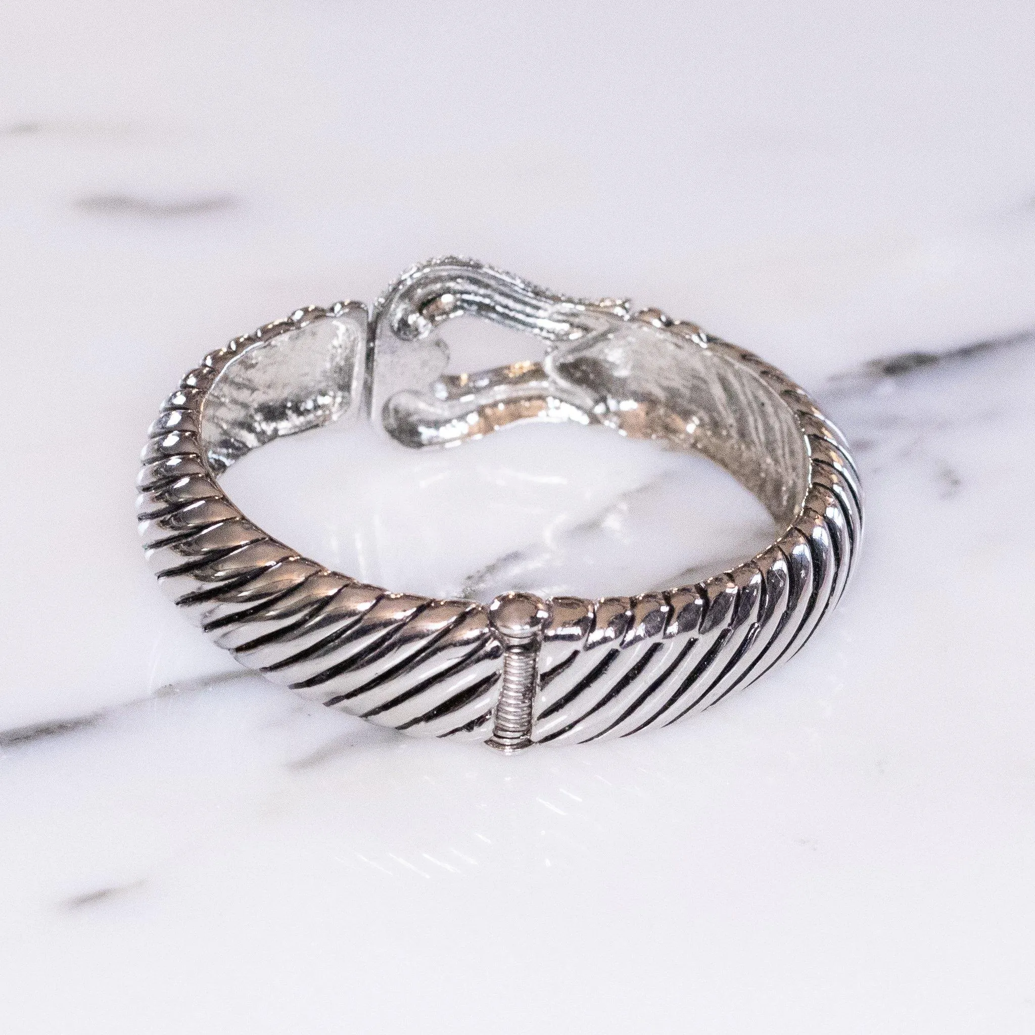 Vintage Cable Buckle Bracelet with Pave Diamante Crystal Clasp