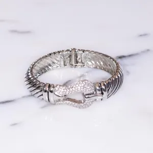 Vintage Cable Buckle Bracelet with Pave Diamante Crystal Clasp